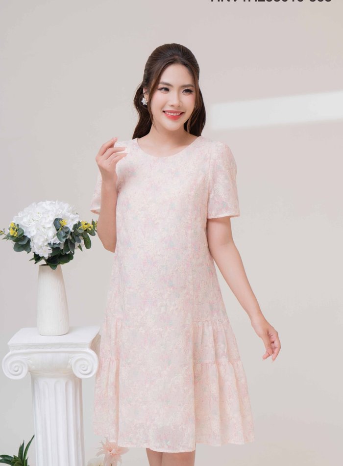 Đầm tơ ép đuôi cá tầng - Ảnh 4