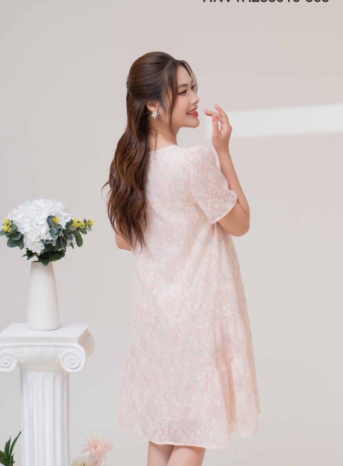 Đầm tơ ép đuôi cá tầng - Ảnh 3