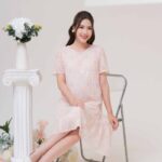 Đầm tơ ép đuôi cá tầng